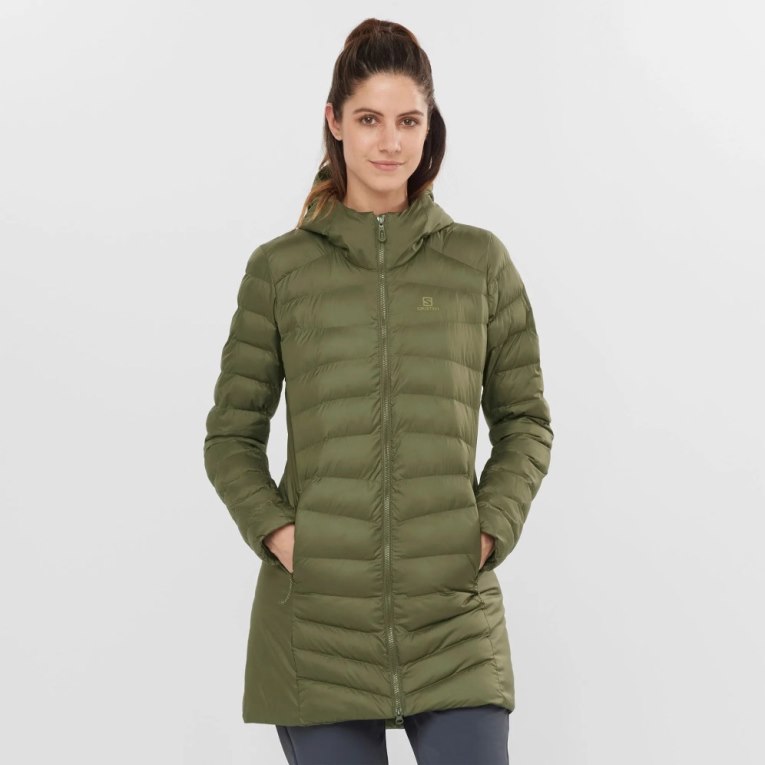 Dámské Zateplené Bundy Salomon Essential Xwarm Long Olivy Zelené | CZ 56DHOZX